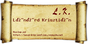Lénárd Krisztián névjegykártya
